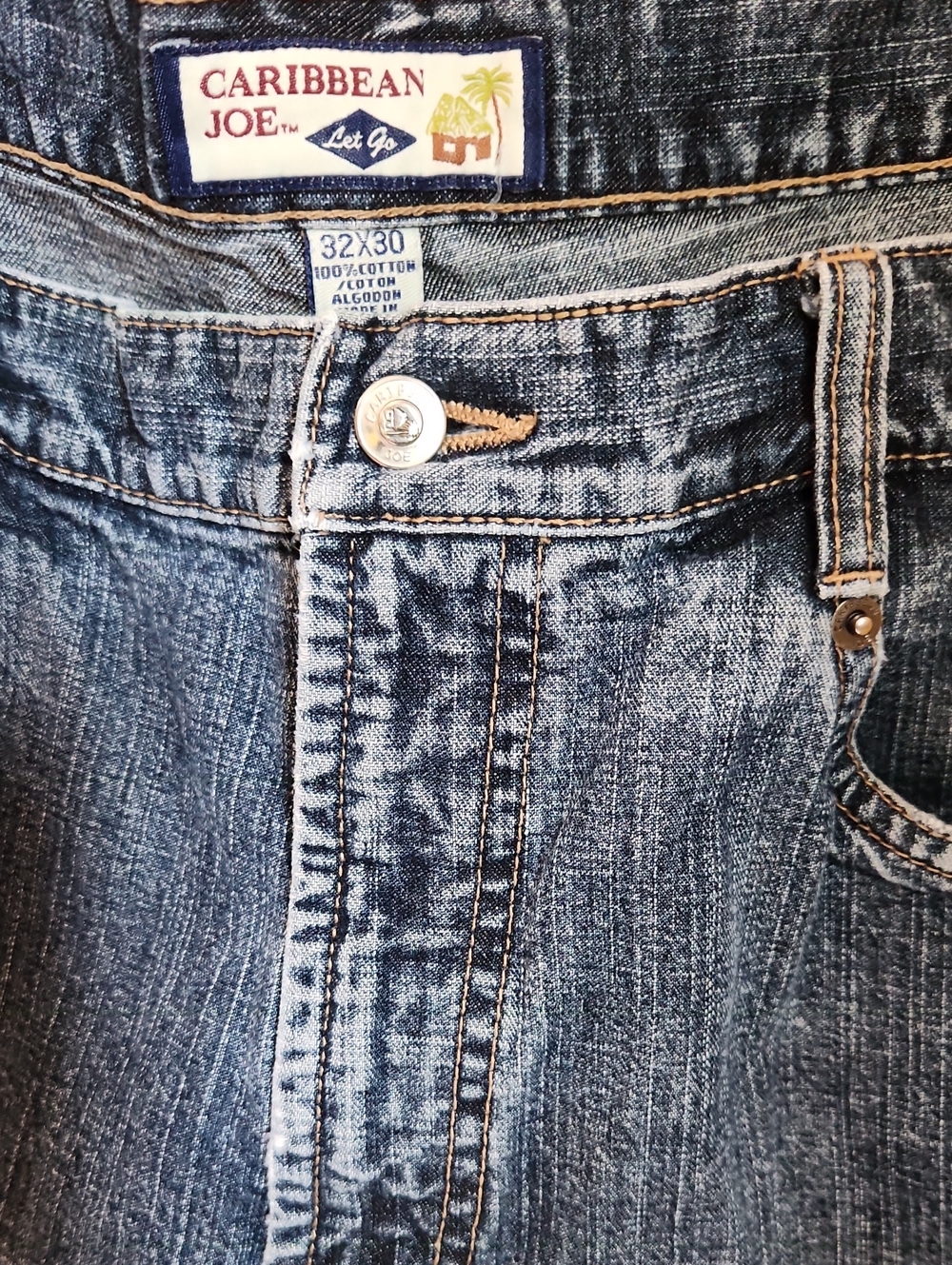 Caribbean Joe Men's Straight Jeans in Faded Blue Denim